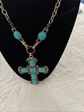 Turquoise Cross Pendant Necklace - Women's Jewelry